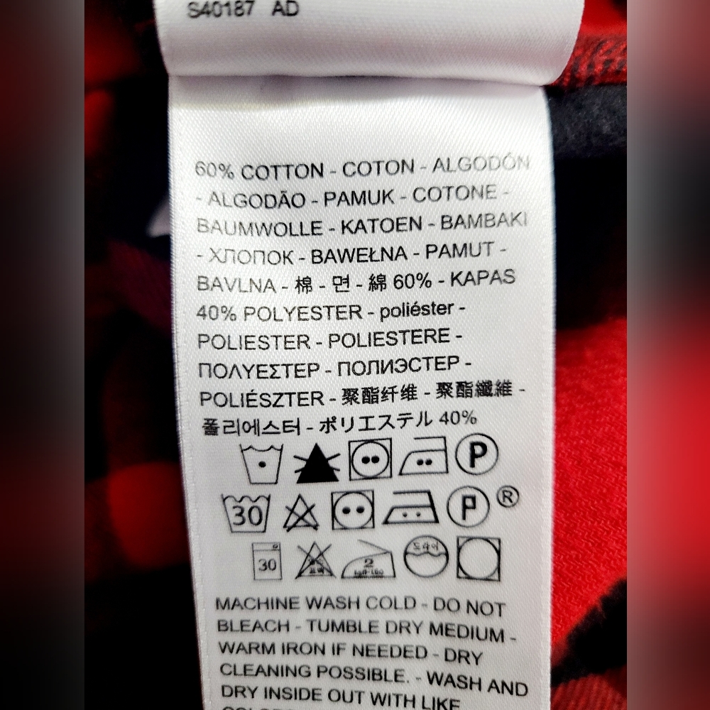 Levi’s Red Black Buffalo Plaid Flannel Shirt Women’s Medium Cotton Blend Button - Picture 7 of 11